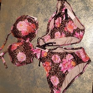 Victoria's Secret Swimsuit 3 Piece Set Top 38D/Bottom Large-EX-LARGE
